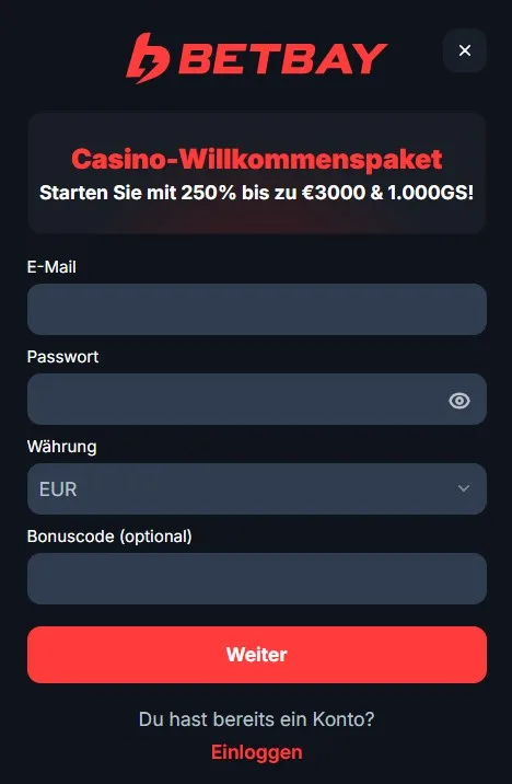 Online-Casino Deutschland: 250 % bis zu 3.000 € + 1.000 Freispiele | BetBay Online-Casino Deutschland: 250 % bis zu 3.000 € + 1.000 Freispiele | BetBay